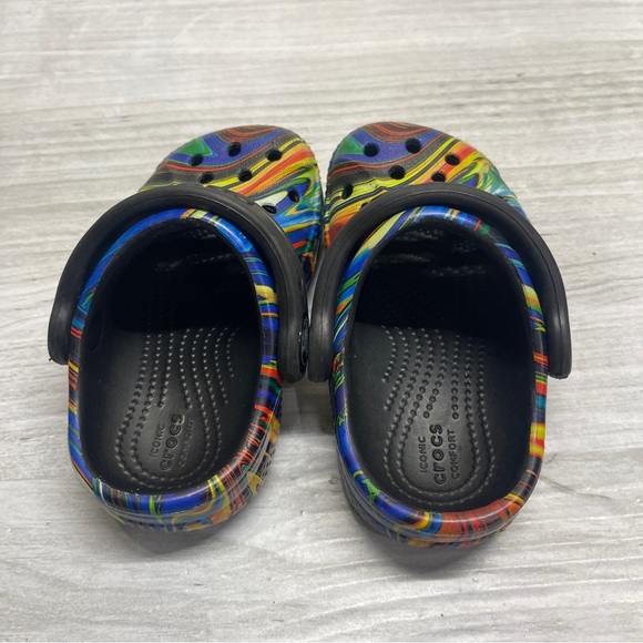 CROCS Baya Seasonal Printed Multicolor Rainbow Black Baby Size 4C - Picture 10 of 11